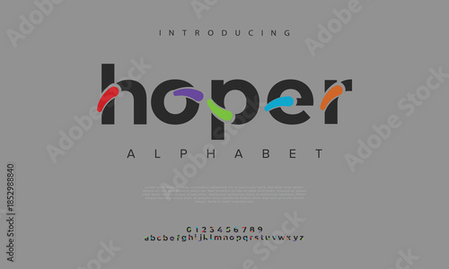 Abstract digital technology logo font alphabet. Minimal modern urban fonts for logo, brand etc. Typography typeface uppercase lowercase and number. vector illustration