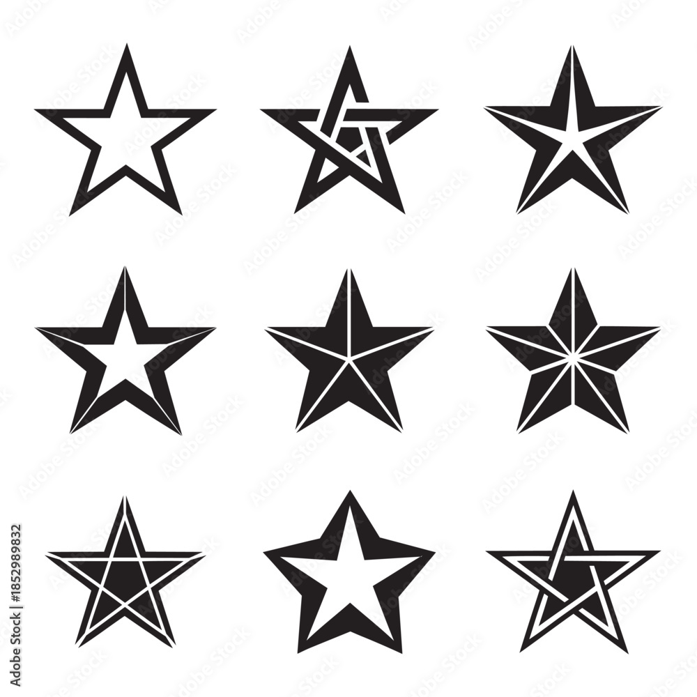 Fototapeta premium Geometric star icon set 