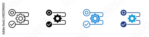 Process Control Multiple Style Icon Design Vector - Workflow control symbol showing system settings, approval, and operational management