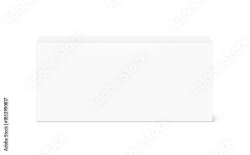 Realistic closed cardboard box mockup. Vector illustration isolated on white background. Taking your 2D designs into 3D. Can be use for medicine, food, cosmetic and other. EPS10.