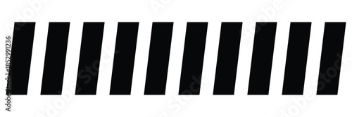 Slash lines pattern. Border with tilted parallel stripes. Embroidery ornament with slanted stitches on white background. Geometric print for caution tape or barrier.  Eps 10