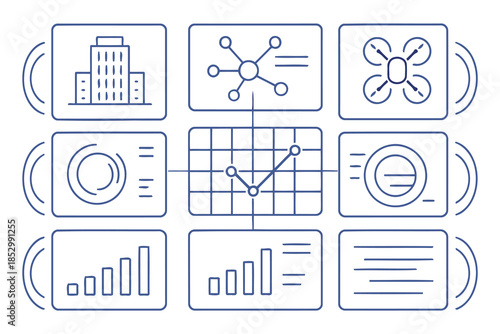 Smart City Management Dashboard with Drone and Network Data Icons