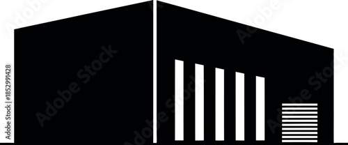 Industrial warehouse building with loading bay doors icon