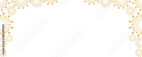 Bilde på lerret Fireworks New Year Corner Decoration Golden fireworks and rockets create a celeb