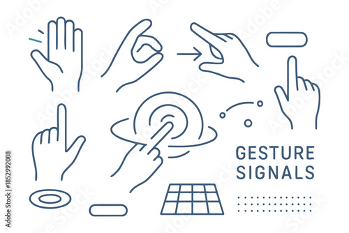 Interactive Touch Screen Hand Gesture Signals Icon Set