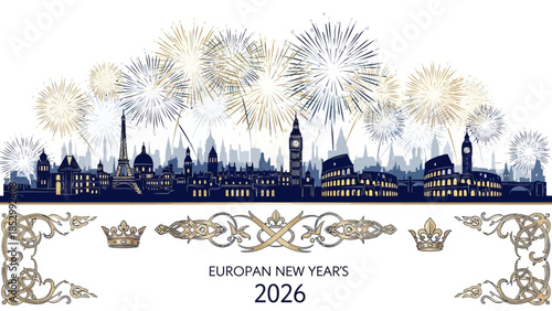 New York City skyline vector illustration at night with skyscrapers and urban buildings