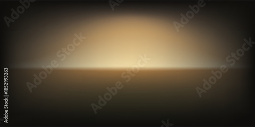 Dark gold gradient background studio with two lights shiny abstract pattern, modern and luxury empty room interior for premium product display lighting.