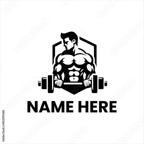 Dynamic vector illustration of a strong, muscular bodybuilder gripping a barbell, symbolizing dedication, power, and fitness, perfect for gym logos and health branding