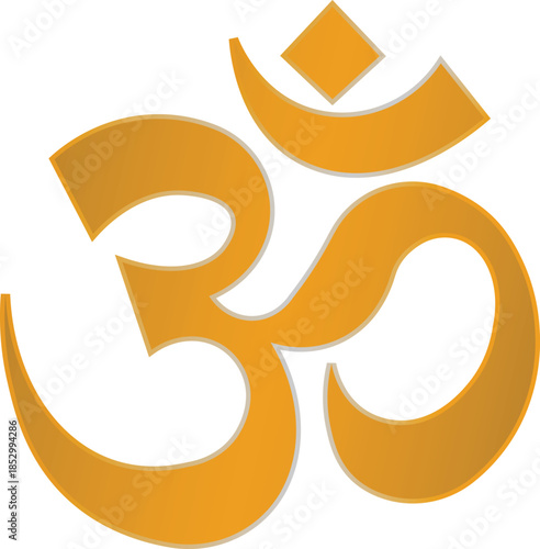 A golden gradient Om symbol, a sacred sound and spiritual icon in Hinduism, Buddhism, and Jainism, representing the universe and ultimate reality.
