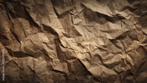 Wallpaper Mural Close-up of heavily crumpled brown paper, showcasing texture and deep shadows Torontodigital.ca