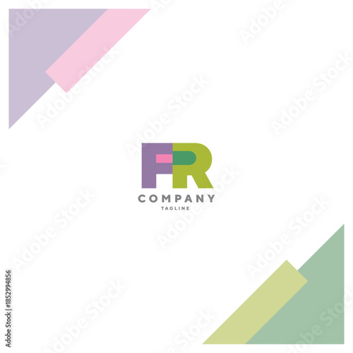 Letters FR  Colourful Joint logo icon vector template.