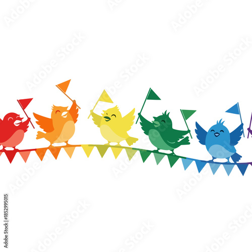 Vibrant Colorful Birds On A String Bunting.