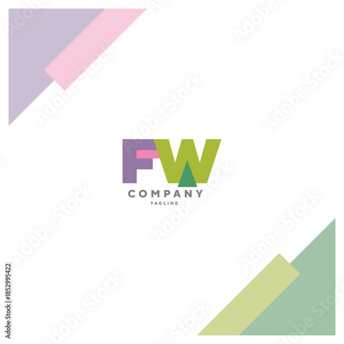 Letters FW  Colourful Joint logo icon vector template.