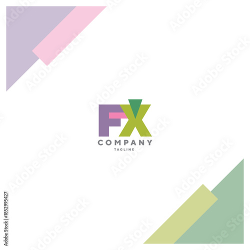 Letters FX  Colourful Joint logo icon vector template.