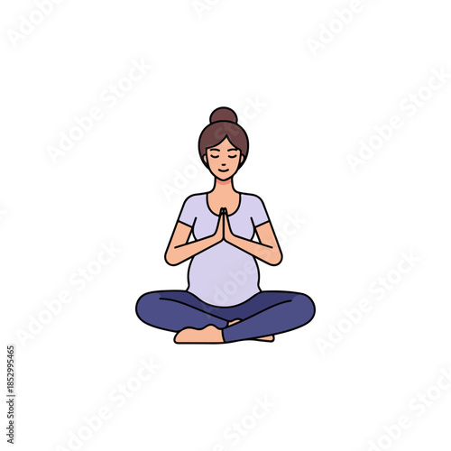 Pregnant woman meditating in lotus pose.