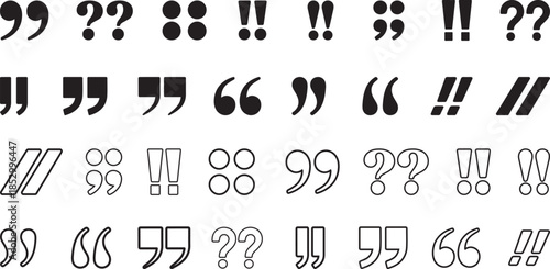 Punctuation Marks Vector Set. Quotes Exclamation Question Symbols.