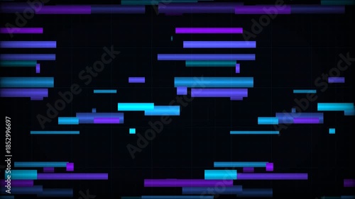 background featuring flowing data segments in deep cyan and electric magenta