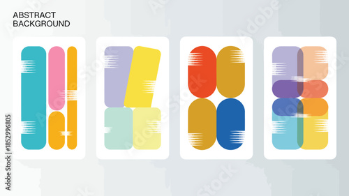 Vibrant abstract backgrounds with colorful geometric shapes and modern digital design elements on white