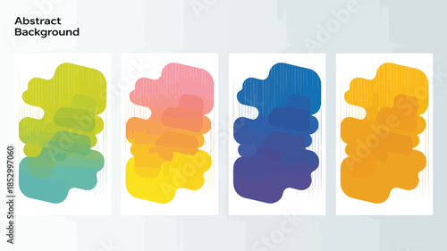 Vibrant abstract backgrounds with colorful gradients and fluid shapes in yellow, pink, blue, purple, green, and orange hues on white