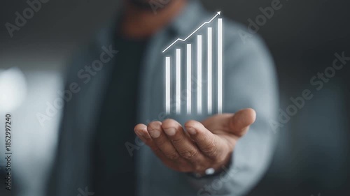 Hand Holding Graph Symbolizes Upward Growth and Success in Business, Showcasing Progress and Optimism in Financial Endeavors