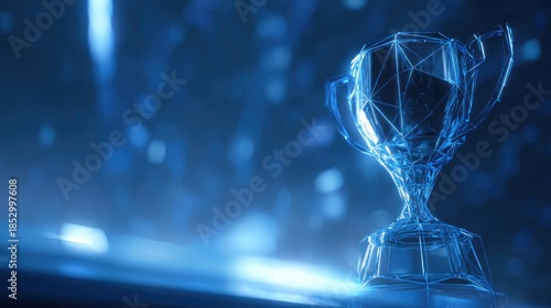 Abstract digital trophy against bokeh
