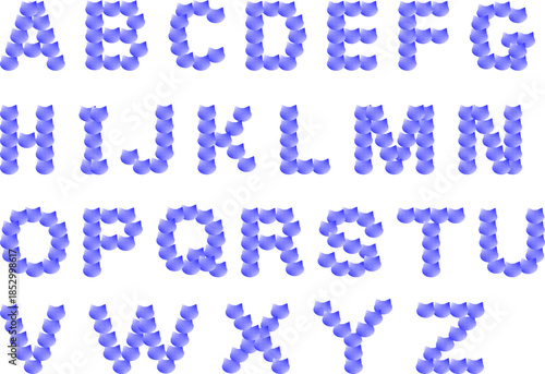 さりげなく可愛くておしゃれな猫顔シルエットで出来たアルファベット大文字A〜Zセット_青