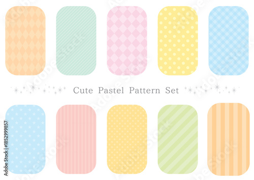 Cute pastel color simple pattern set vector illustration