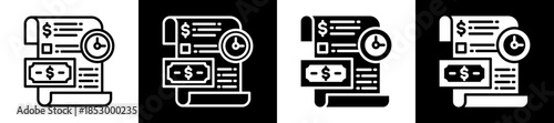 Payment History Icon Set In Black And White Filled Style Collection