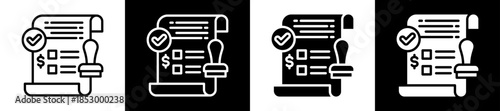 Loan Approval Icon Set In Black And White Filled Style Collection