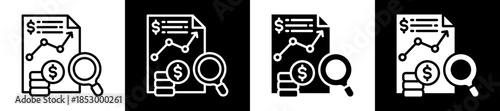 Financial Review Icon Set In Black And White Filled Style Collection