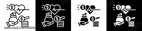 Financial Health Icon Set In Black And White Filled Style Collection
