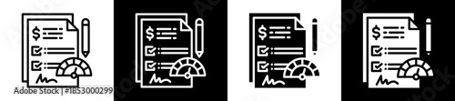 Credit Evaluation Icon Set In Black And White Filled Style Collection