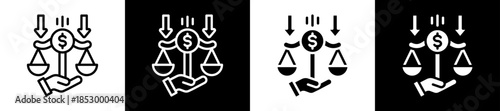 Income Stability Icon Set In Black And White Filled Style Collection