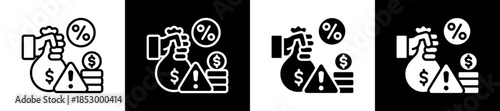 Loan Risk Icon Set In Black And White Filled Style Collection