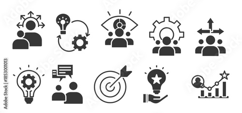 Leadership glyph icon set collection	
