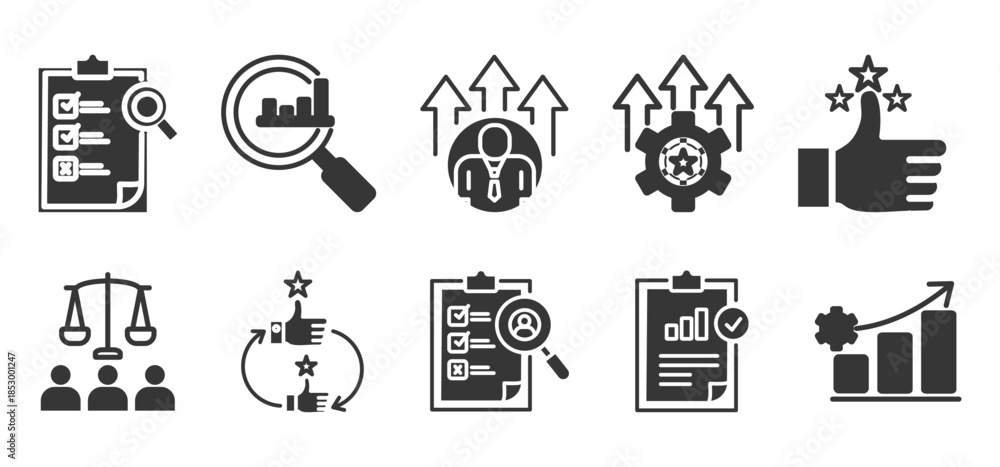 Fototapeta premium evaluation glyph icon set collection
