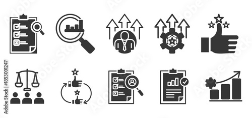  evaluation glyph icon set collection	
