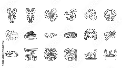 Seafood delicacies presenting assorted shellfish in seafood restaurant or seafood dishes showcasing diverse food on white backdrop