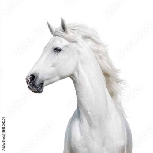 Wallpaper Mural Graceful White Horse with Flowing Mane Captured in Stunning Detail in Natural Light Setting Torontodigital.ca