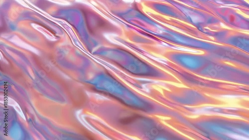 Iridescent and shimmering surface with smooth, flowing textures and pastel colors, creating mesmerizing aesthetic of dreamy hues