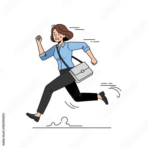 Expressive Illustration of a Woman Running in a Dynamic and Vibrant Style Speeding Motion