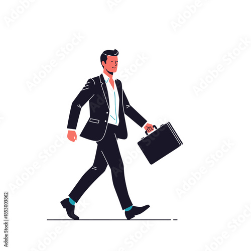 Professional Businessman Walking with a Briefcase in a Modern Work Environment