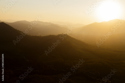 Mountain Ridges During Sunset Golden Hour