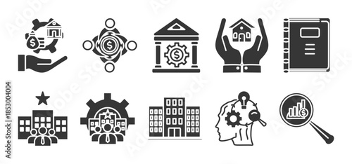 business glyph icon set collection	
