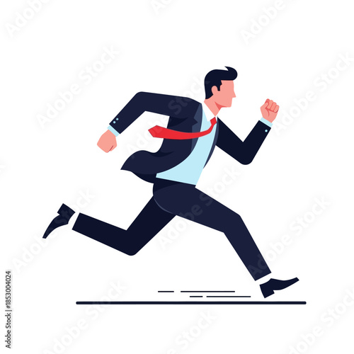 Dynamic Illustration of a Professional Businessman Running Forward in a Digital Style