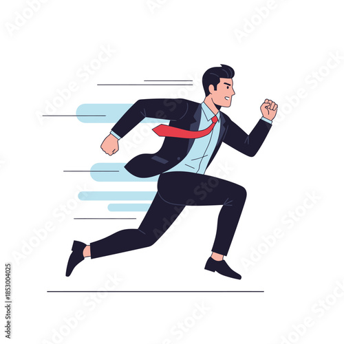 Dynamic Businessman in a Competitive Rush Expressing Speed and Determination in a Modern