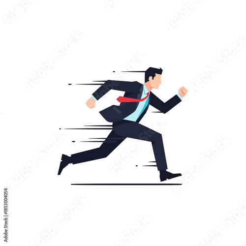 dynamic businessman in motion symbolizing urgency and swift progress in a corporate environment