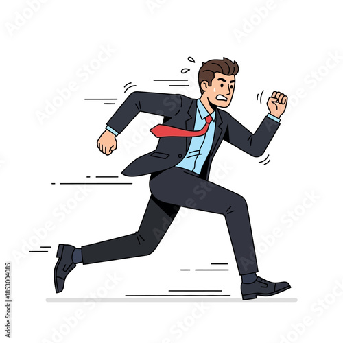 Dynamic Illustration of a Businessperson in a Hurry Showing Urgency and Momentum