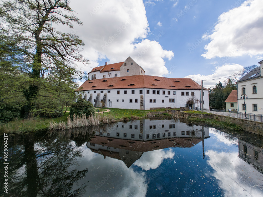 Fototapeta premium radeberg, germany panorama with klippenstein castle