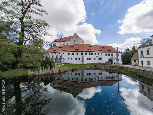 radeberg, germany panorama with klippenstein castle